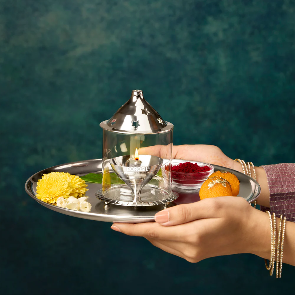 Borosil Akhand Diya, Nickel, Medium