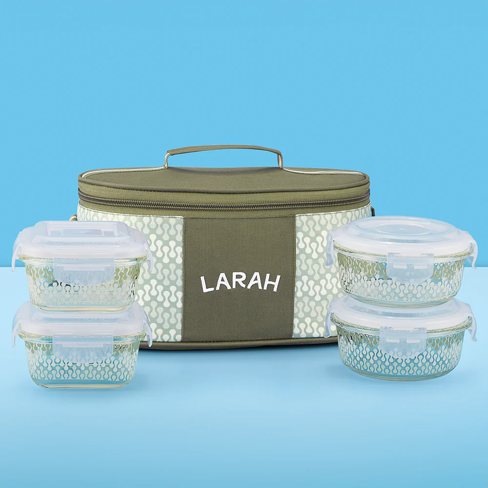 Larah Gracia Glass Lunchbox, 320ml x 2 + 400ml x 2
