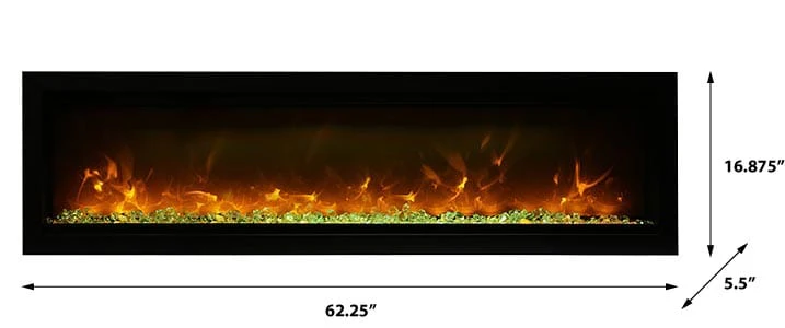 Amantii Symmetry 60-in Basic Built-In Electric Fireplace w/ Black Steel Surround