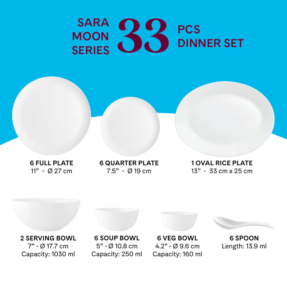 Larah by Borosil Sara Dinner Set, 10 pc