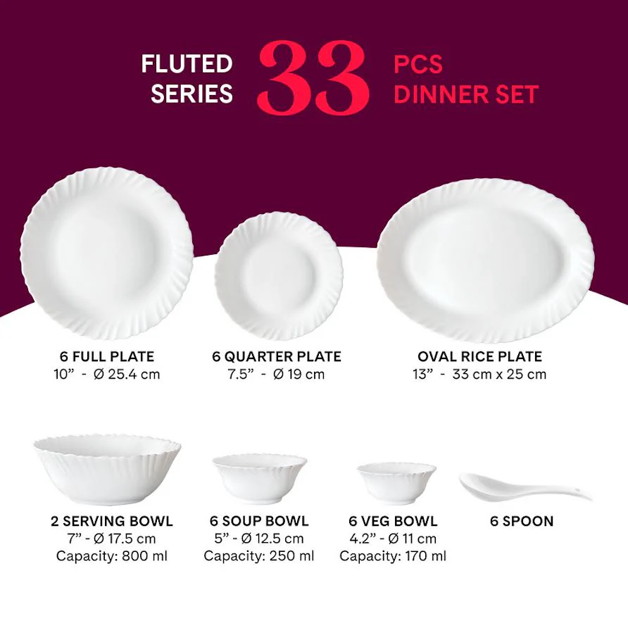 Larah by Borosil Mimosa Dinner Set, 19 pc