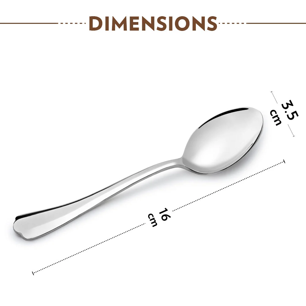 Borosil Eva Dessert Spoon, Set of 6-16 cm