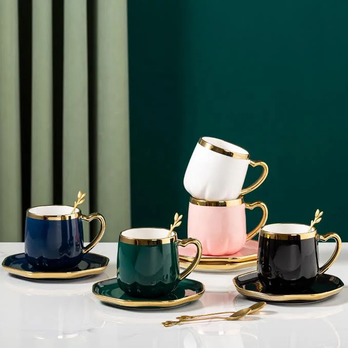 Ceramic Flower Tea Cup & Saucer Set White