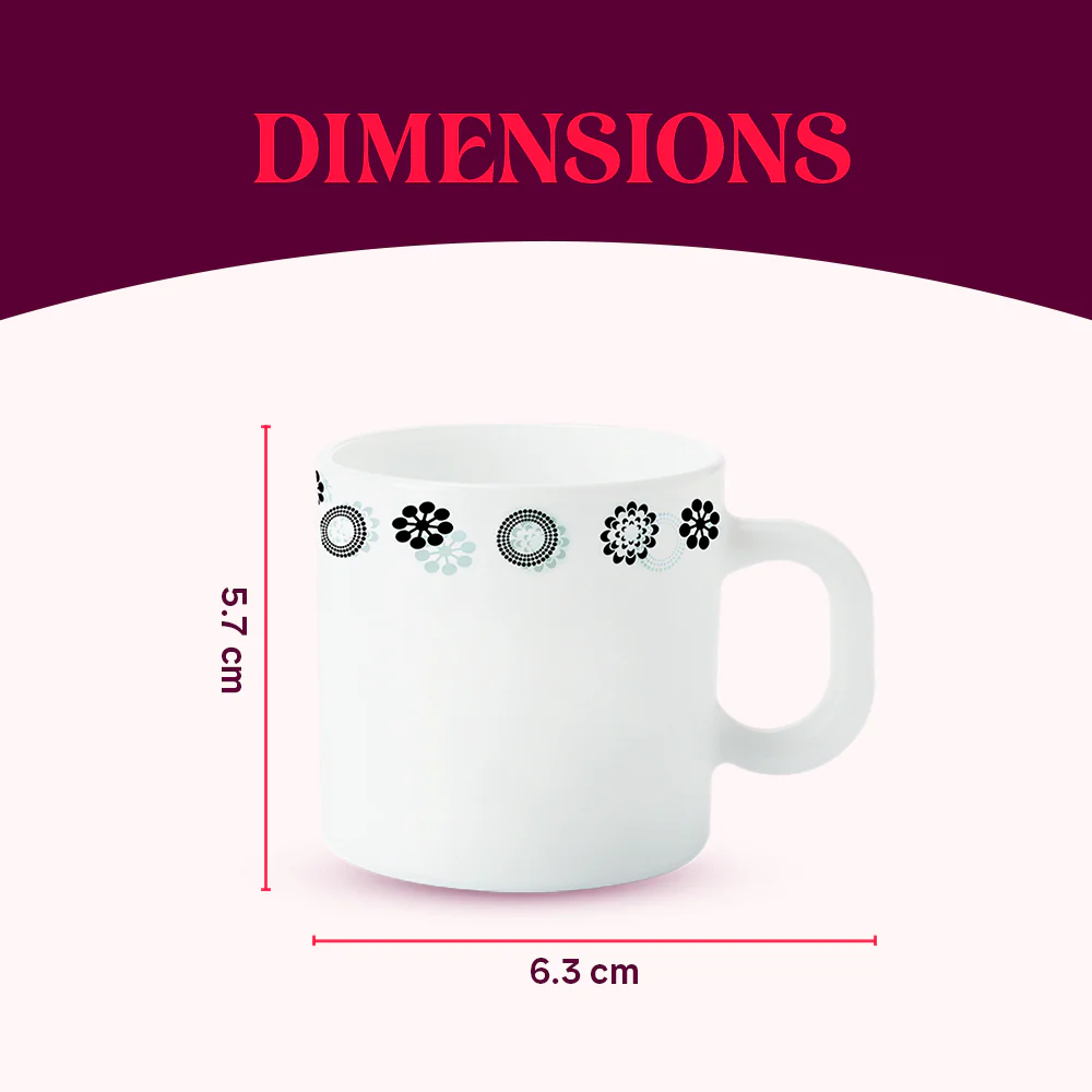 Larah by Borosil Universe Mug Set, 100ml x 6