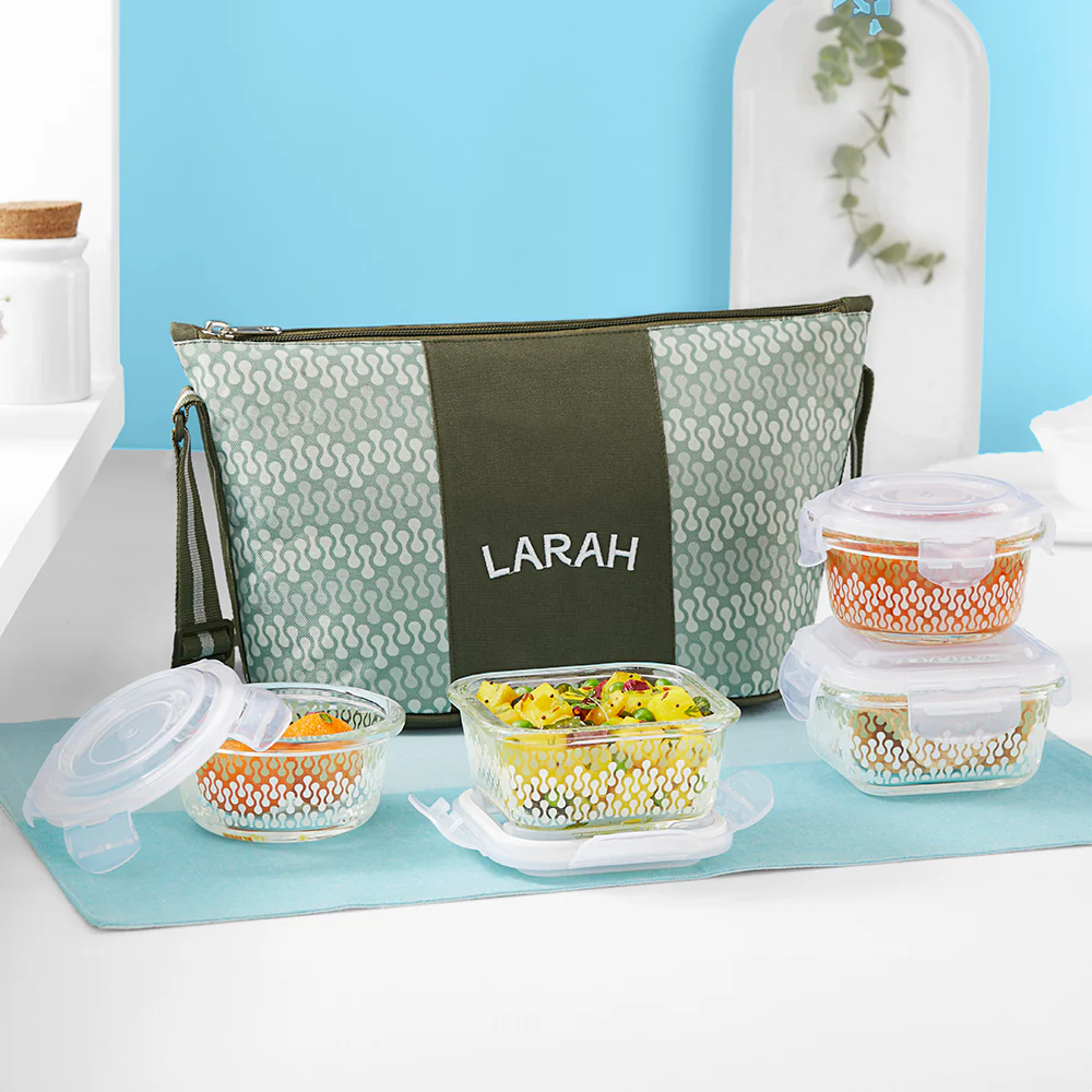 Larah Gracia Daisy Glass Lunchbox, Set of 4