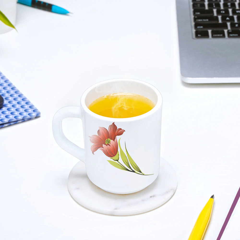 Larah by Borosil Red Iris Mug Set, 240ml x 2