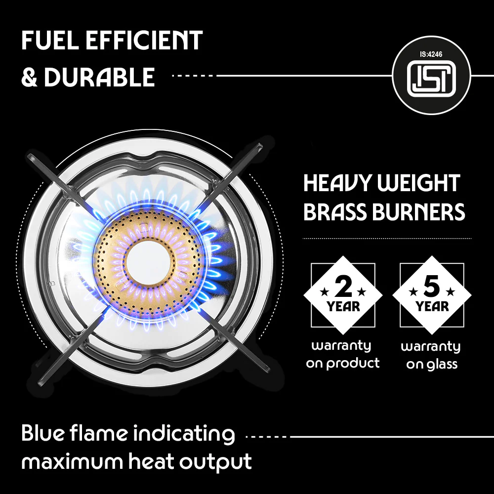 Borosil Blaze Glass-top Gas stove, 2 Burners