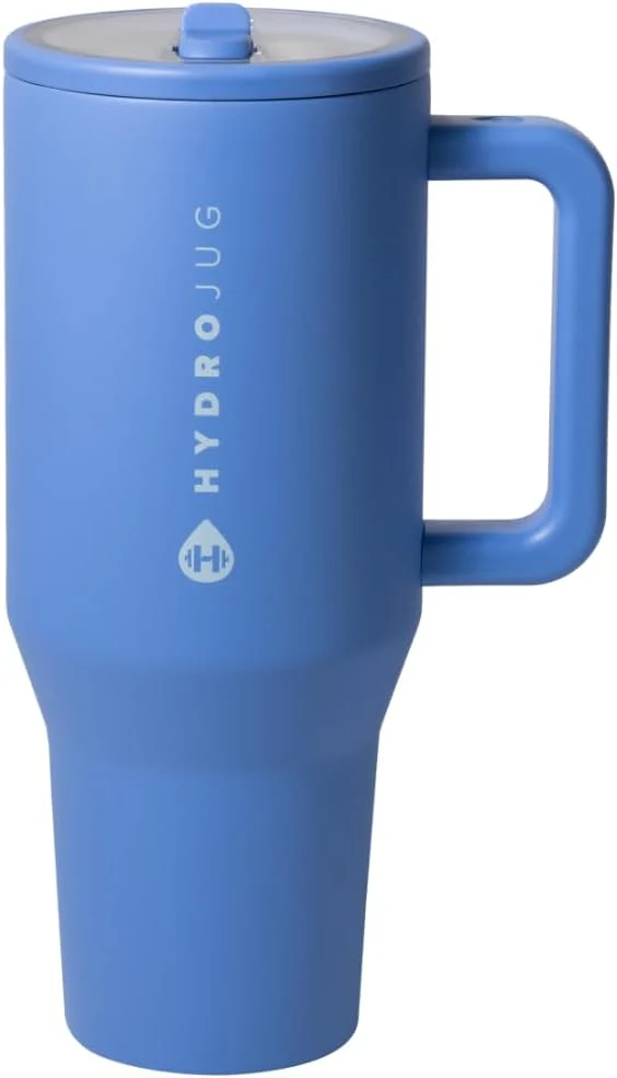 40 oz Water Bottle with Handle & Flip Straw - Fits in Cup Holder, Leak Resistant Tumbler-Reusable Insulated Stainless Steel & Rubber Base