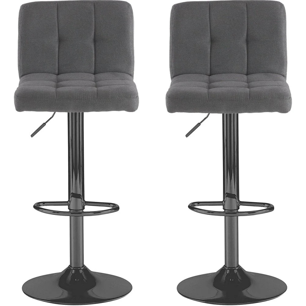 Neo Black Steel & Grey Fabric Bar Stools