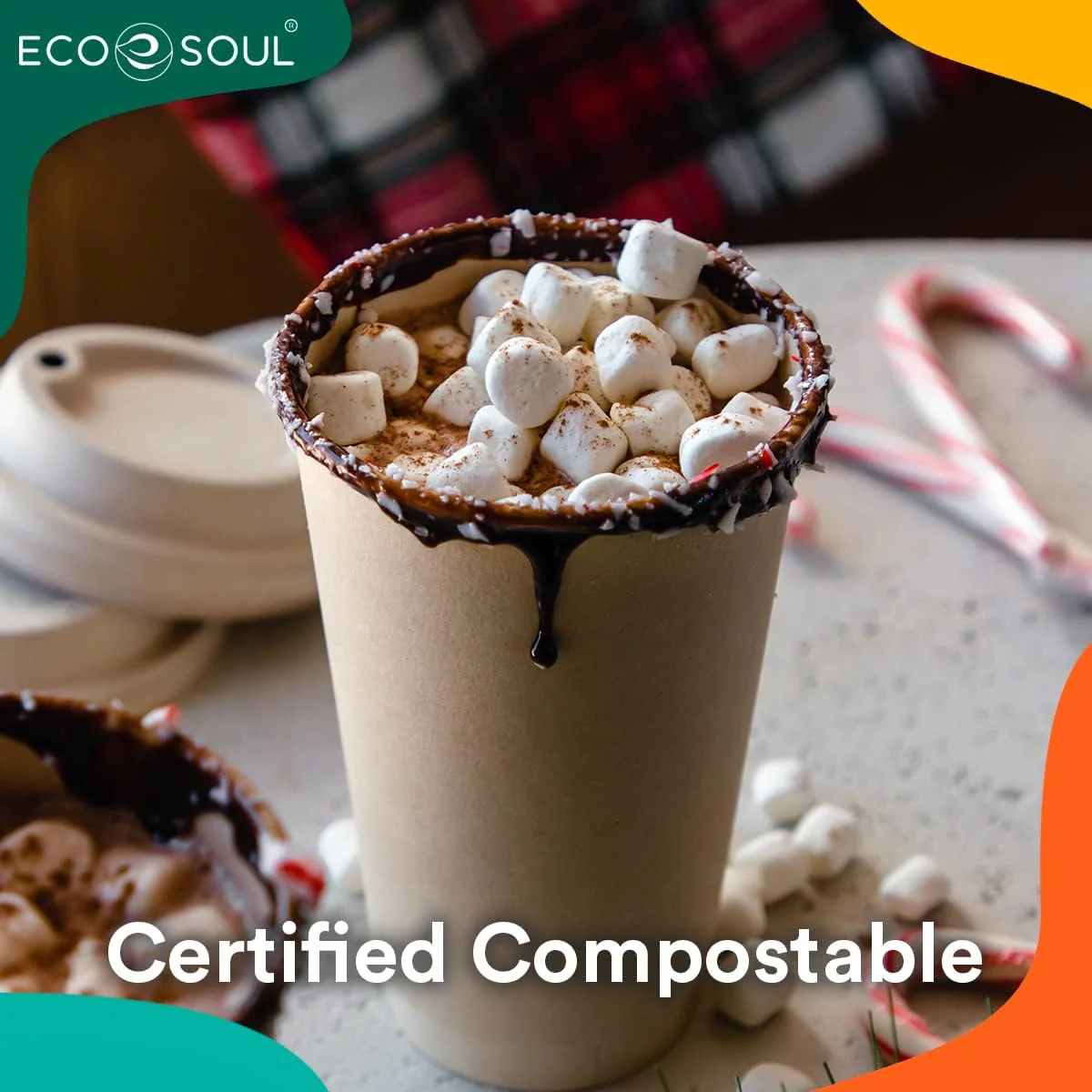 16oz Hot Cups with Compostable Lids 500 Count, Plant-Based Disposable Bagasse Paper Cups Eco-friendly Sturdy, Microwave & Oven Safe