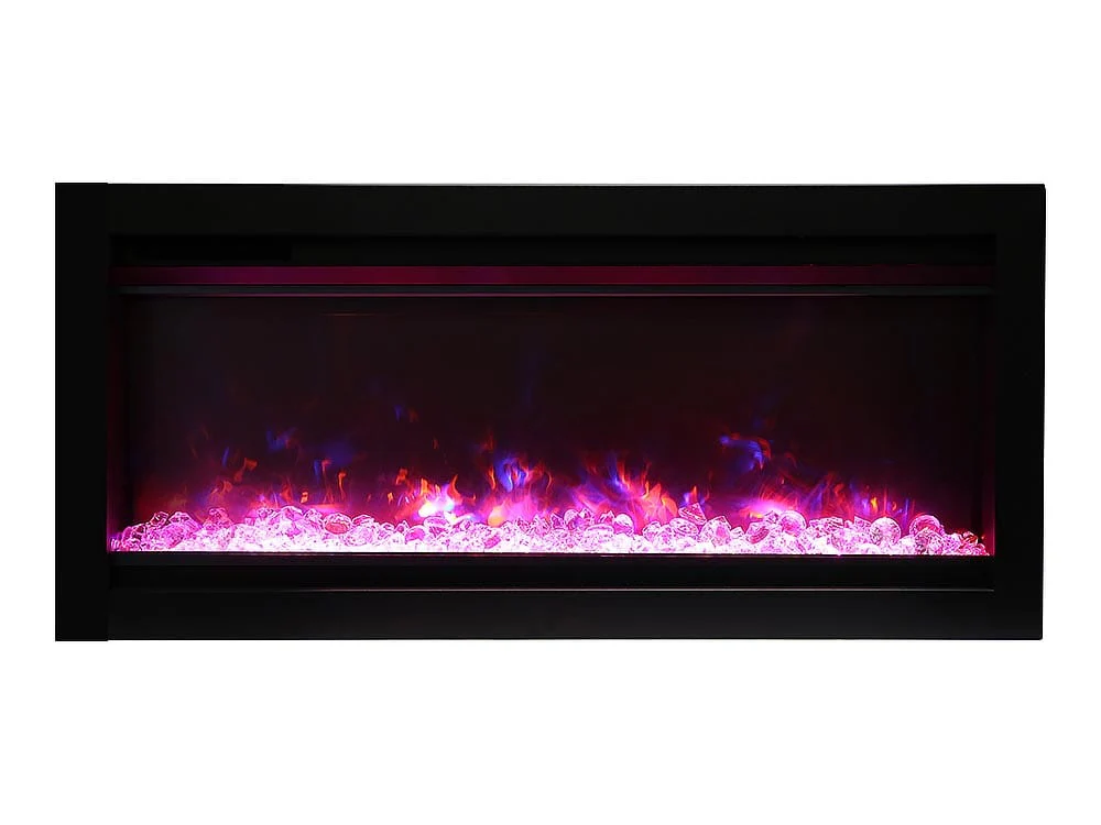 Amantii Symmetry 60-in Basic Built-In Electric Fireplace w/ Black Steel Surround