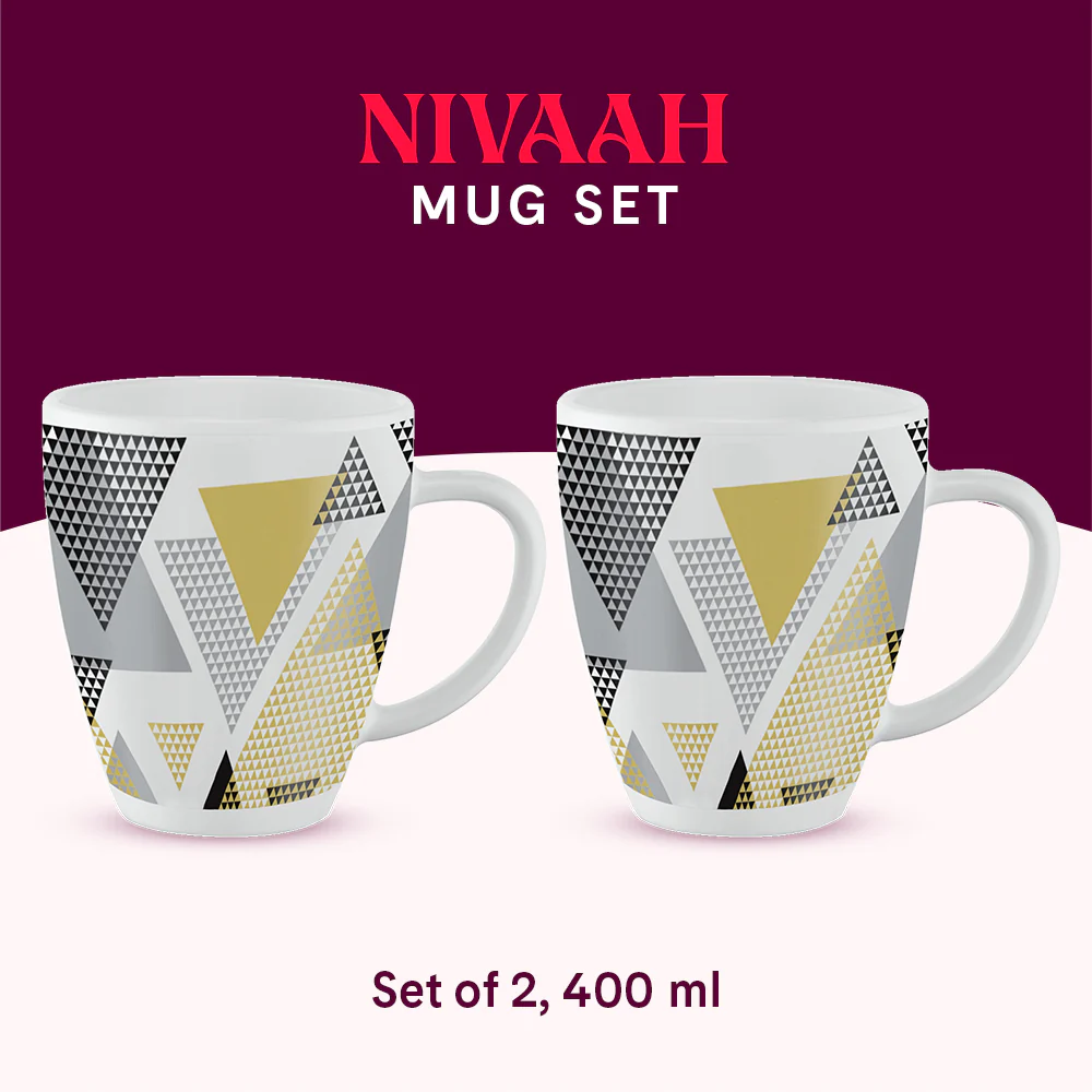 Larah by Borosil Nivaah Mug Set, 400ml x 2