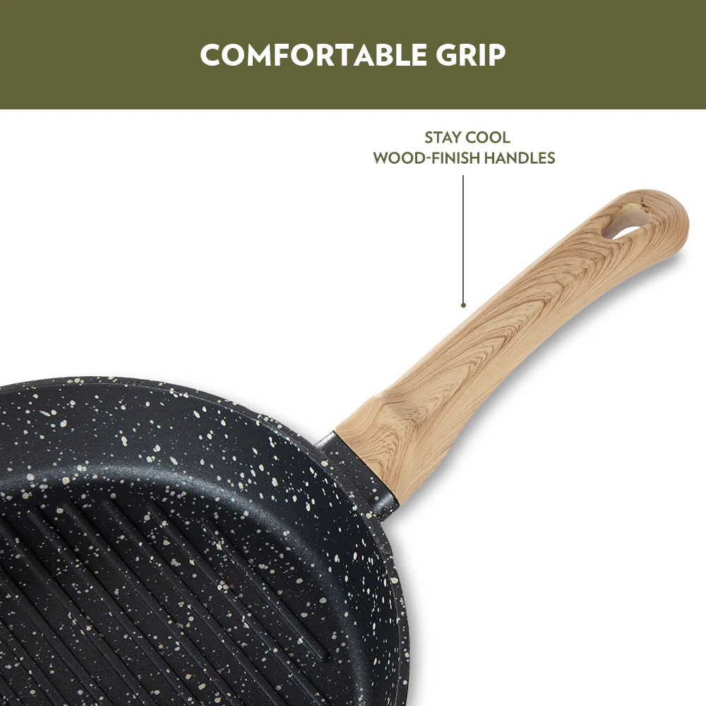 Borosil Vajra Nonstick Grill Fry Pan, Round, 24 cm