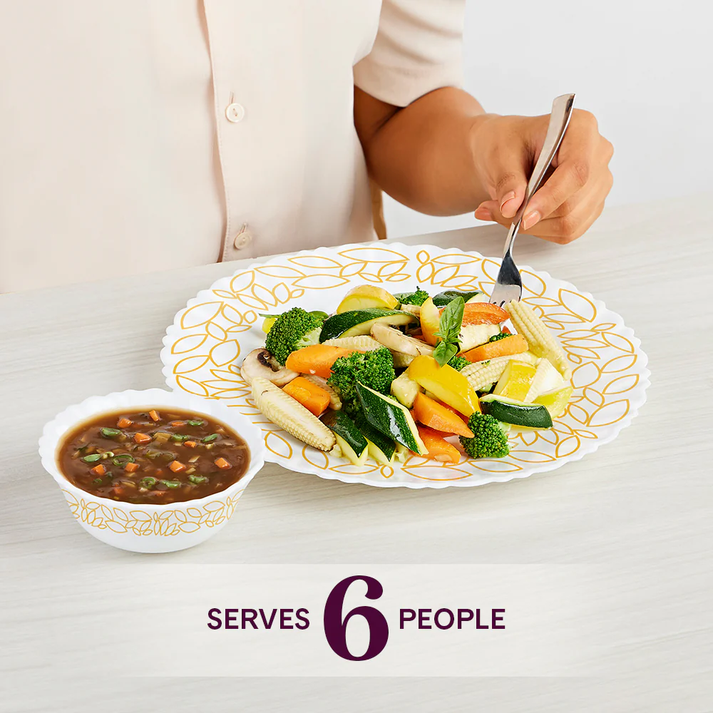 Larah by Borosil, Radiant Dinner Set, 34 pc