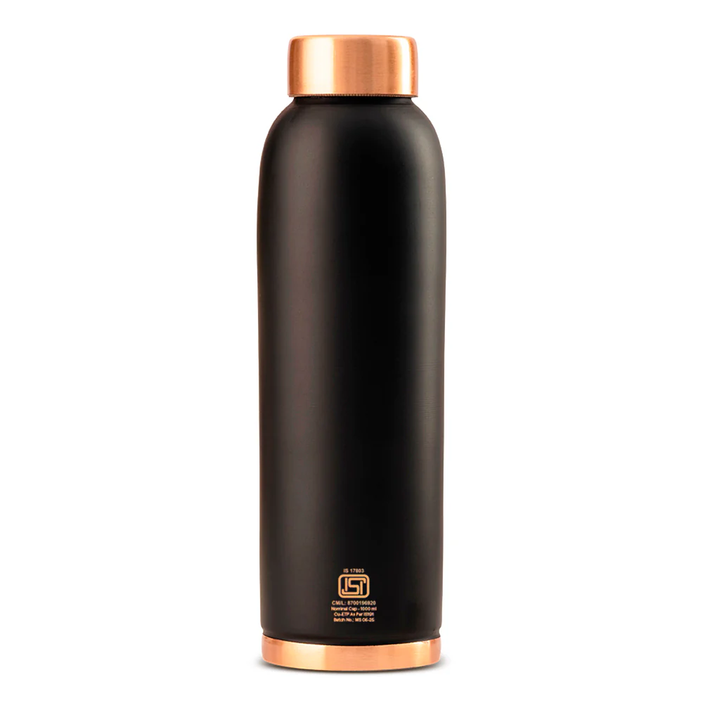 Borosil Eco Copper Bottle, Black, 1L