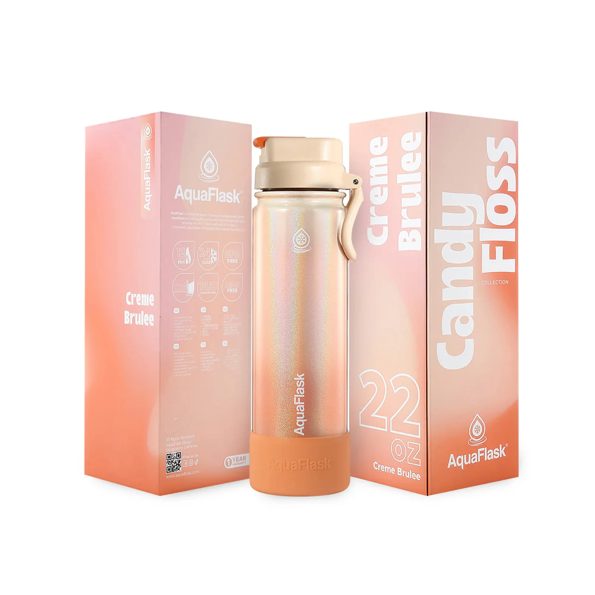 Aquaflask Candy Floss 650ml Flask Creme Brulee