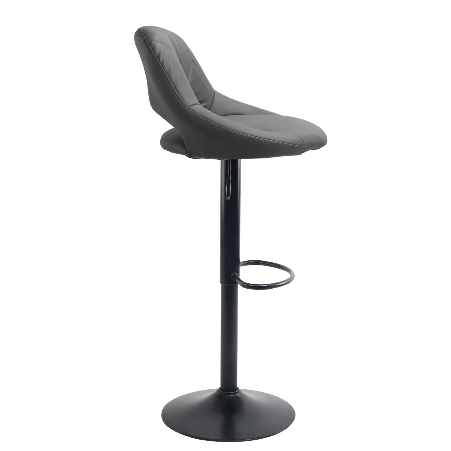 Neo Bar Stool Dark Grey Faux Leather Black Steel Base Set Of Two