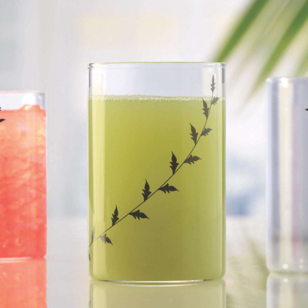 Borosil Black Krip Glass, Set of 6, 350ml