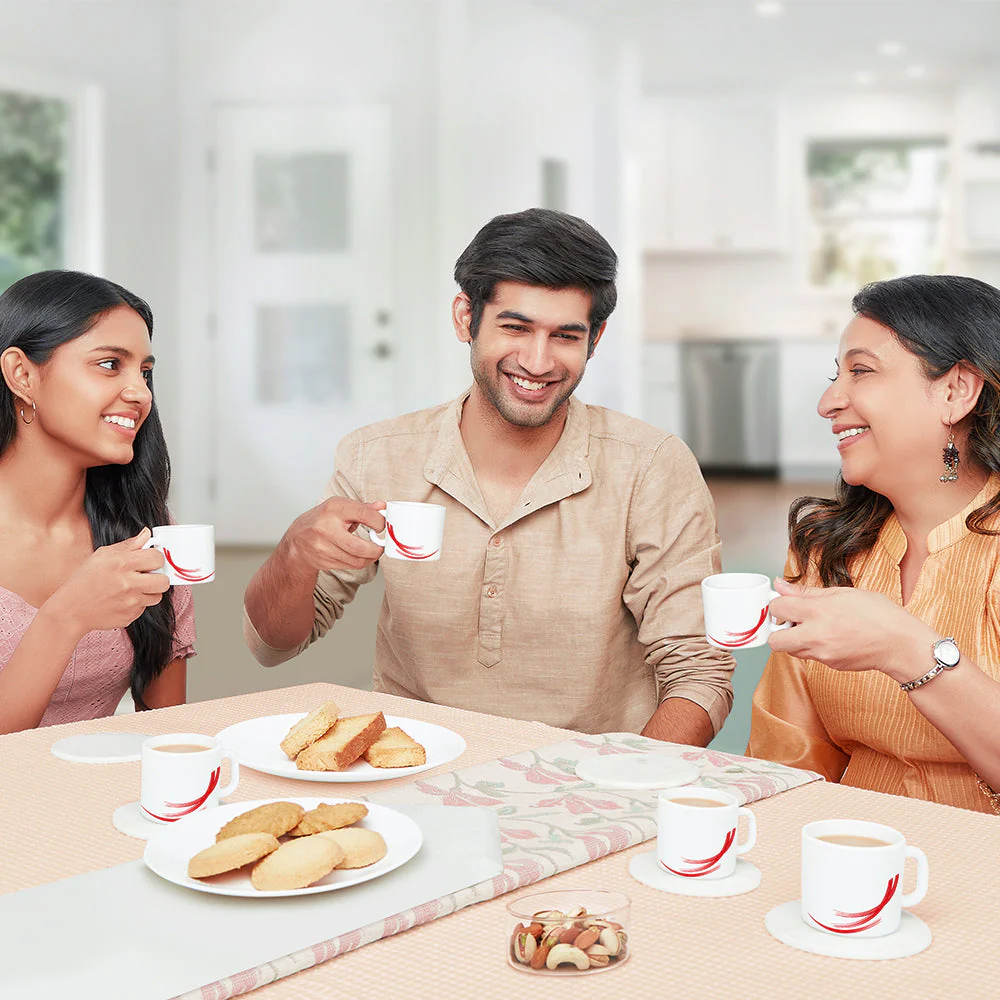 Larah by Borosil Red Stella Mug Set, 240ml x 2