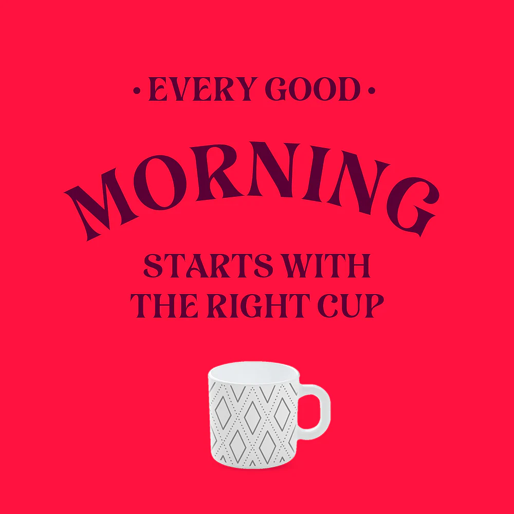 Larah by Borosil Angel Grey Mug Set, 180ml x 6