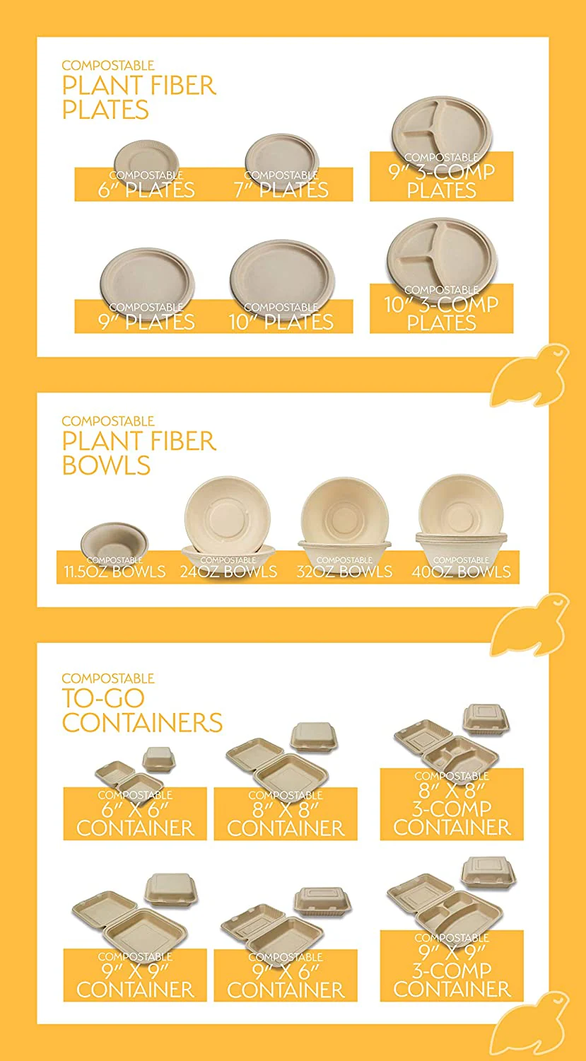 Renewable Plant Fiber Clam Shell Containers