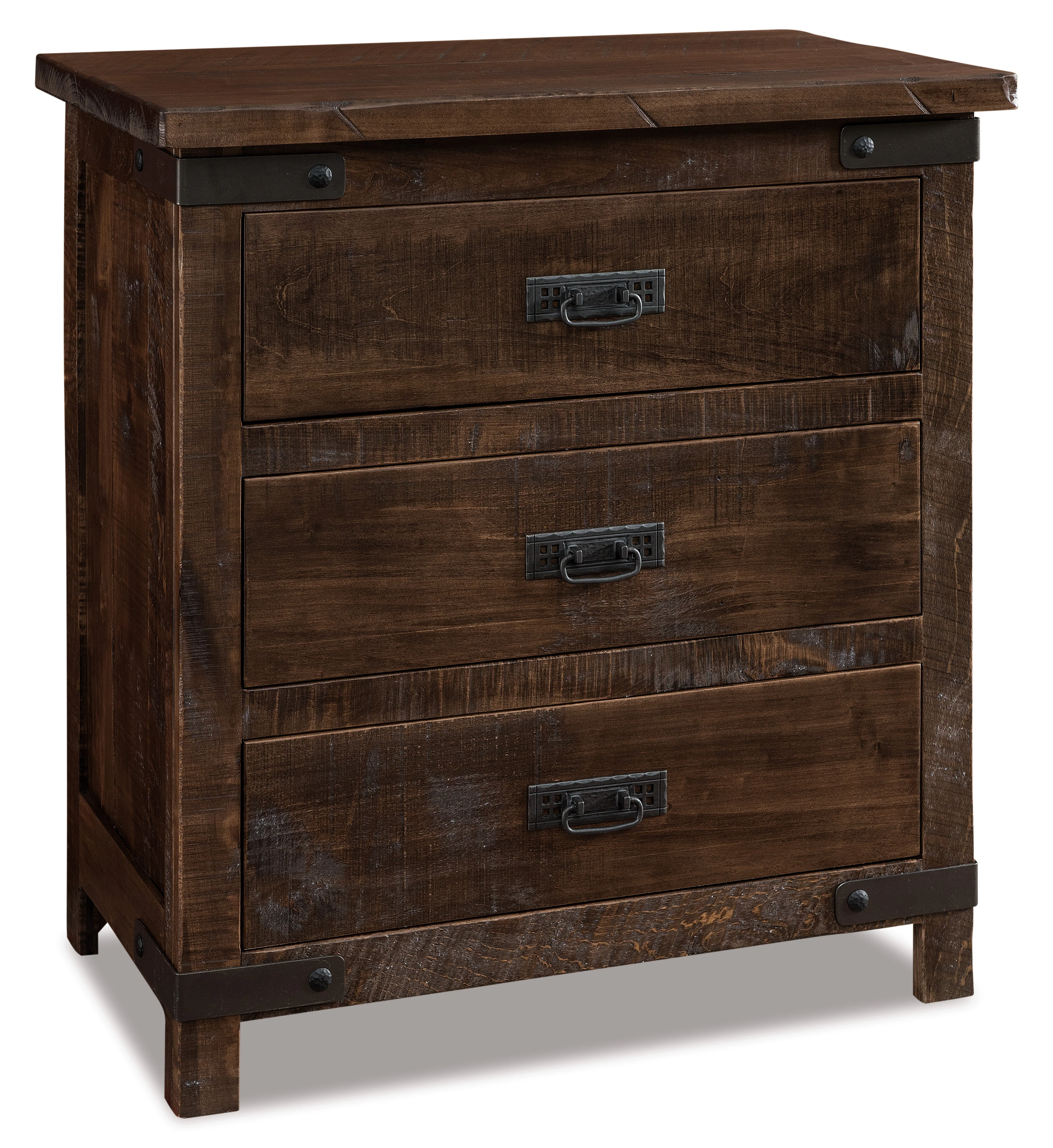 Amish Ironwood Three Drawer Nightstand