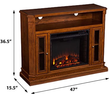 Atkinson Electric Fireplace Media Console in Rich Brown Oak