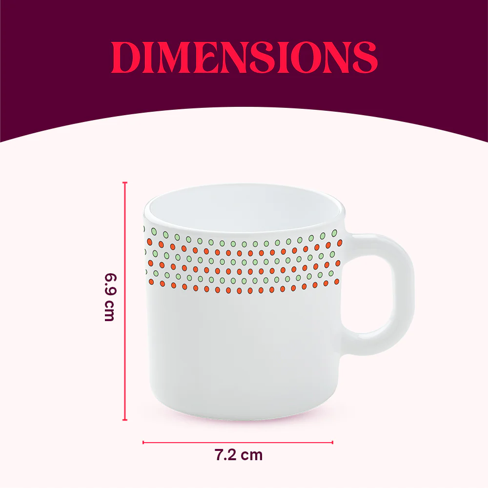 Larah by Borosil Waltz Mug Set, 180ml x 6