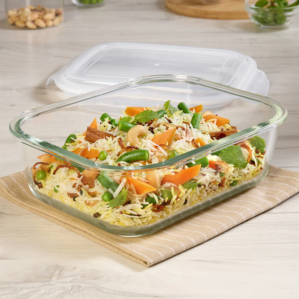 Borosil Tuff-Glass Klip n Store, Rectangular Container