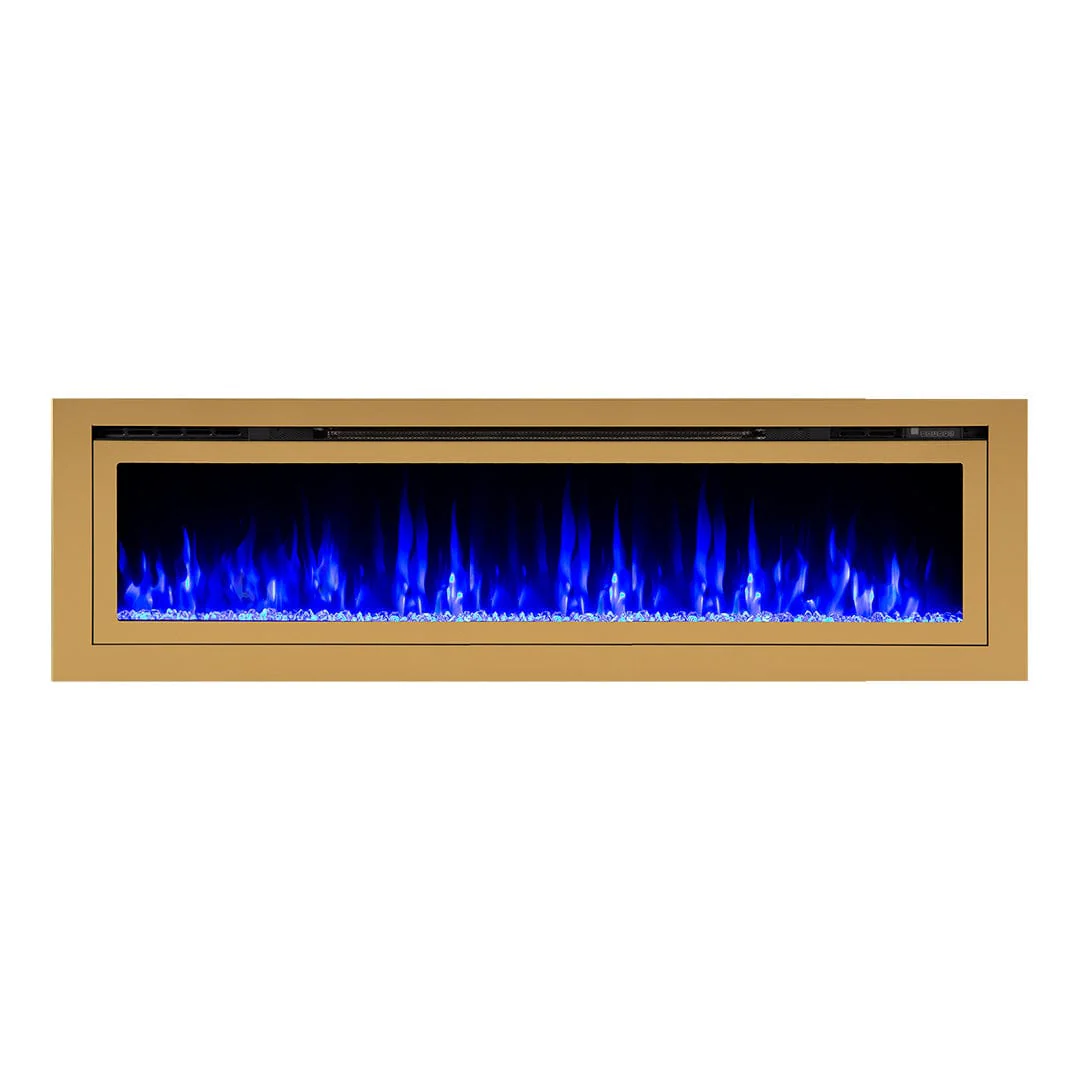 The Sideline Deluxe Gold 72 Inch Recessed Smart Electric Fireplace 86278
