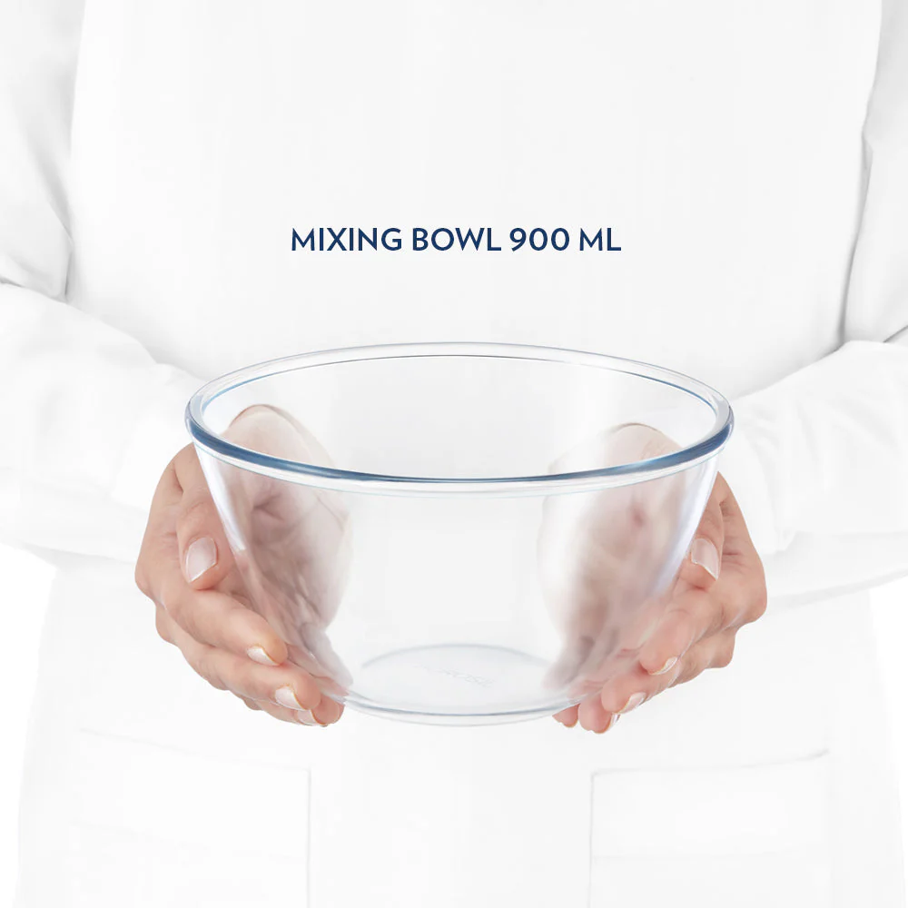 Borosil Select Mixing Bowl w Blue Lid Set of 2, 900ml + 900ml