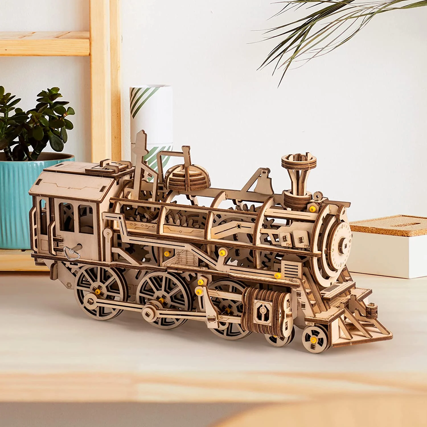 3D Wooden Puzzle Gift for Teens and Adults Locomotive Mechanical Building Model Kit