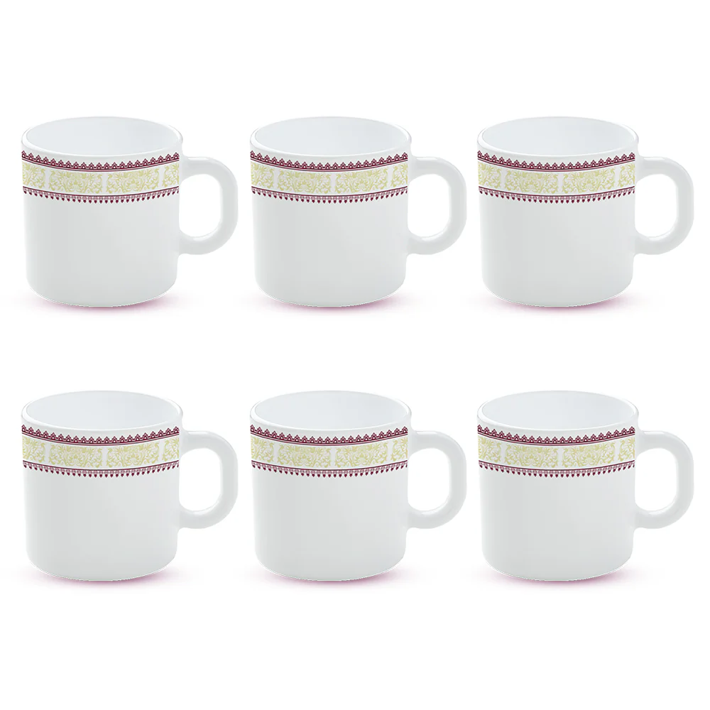 Larah by Borosil Elega Mug Set, 180ml x 6
