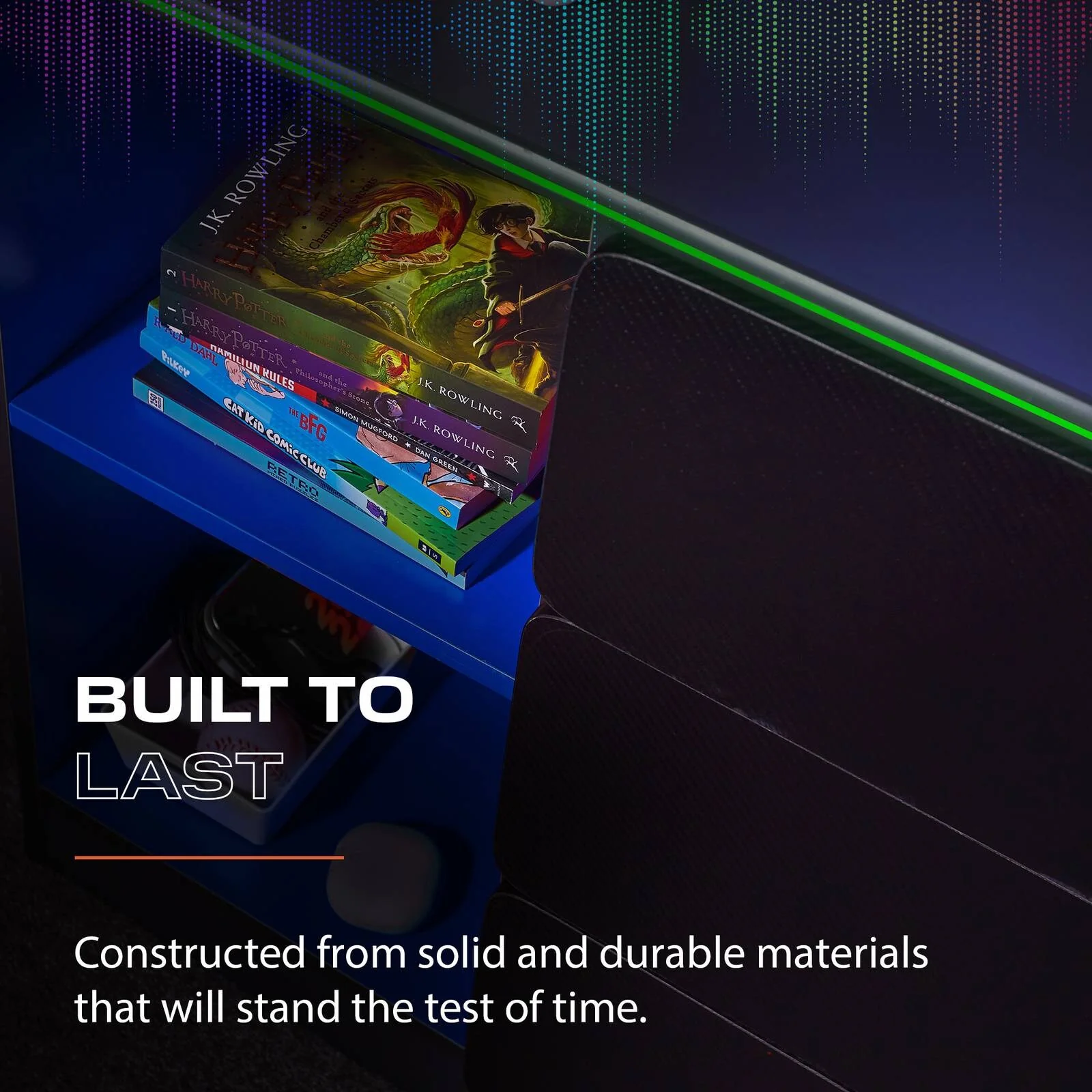 Carbon-Tek LED Chest of 3 Drawers - Grey / Blue RGB