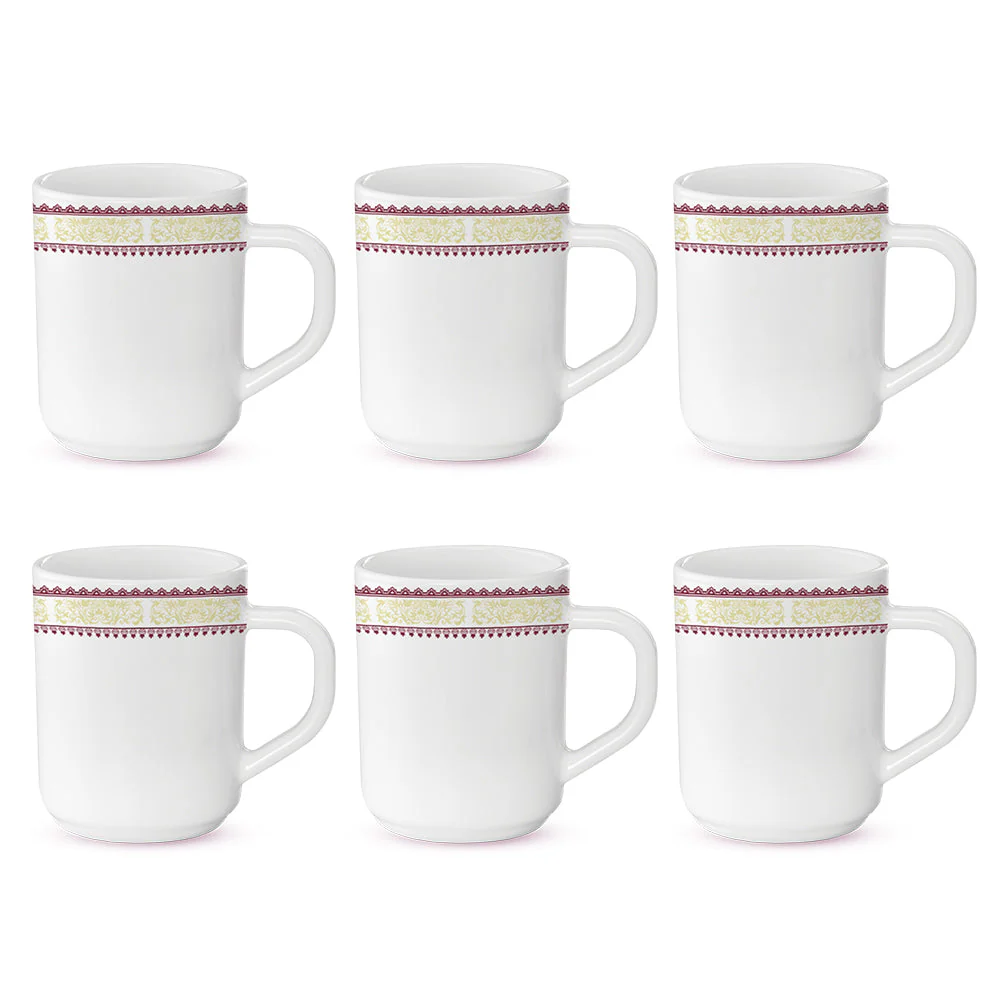 Larah by Borosil Elega Mug Set, 100ml x 6