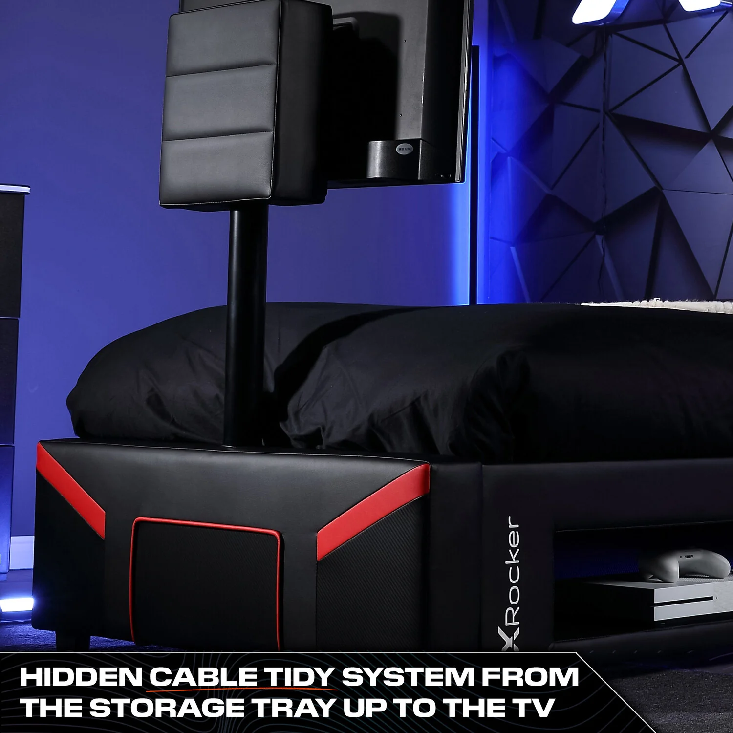 Cerberus Twist Single TV Gaming Bed - Black / Red