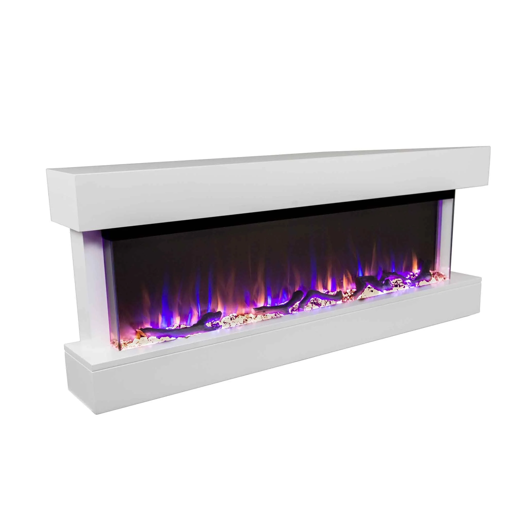 Chesmont White 50 Inch 80033 Wall Mount 3-Sided Smart Floating Electric Fireplace (Alexa/Google Compatible)