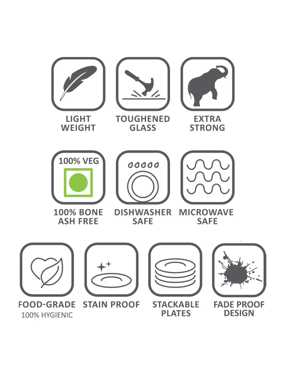 Larah by Borosil, Rosalie Dinner Set, 17 pc