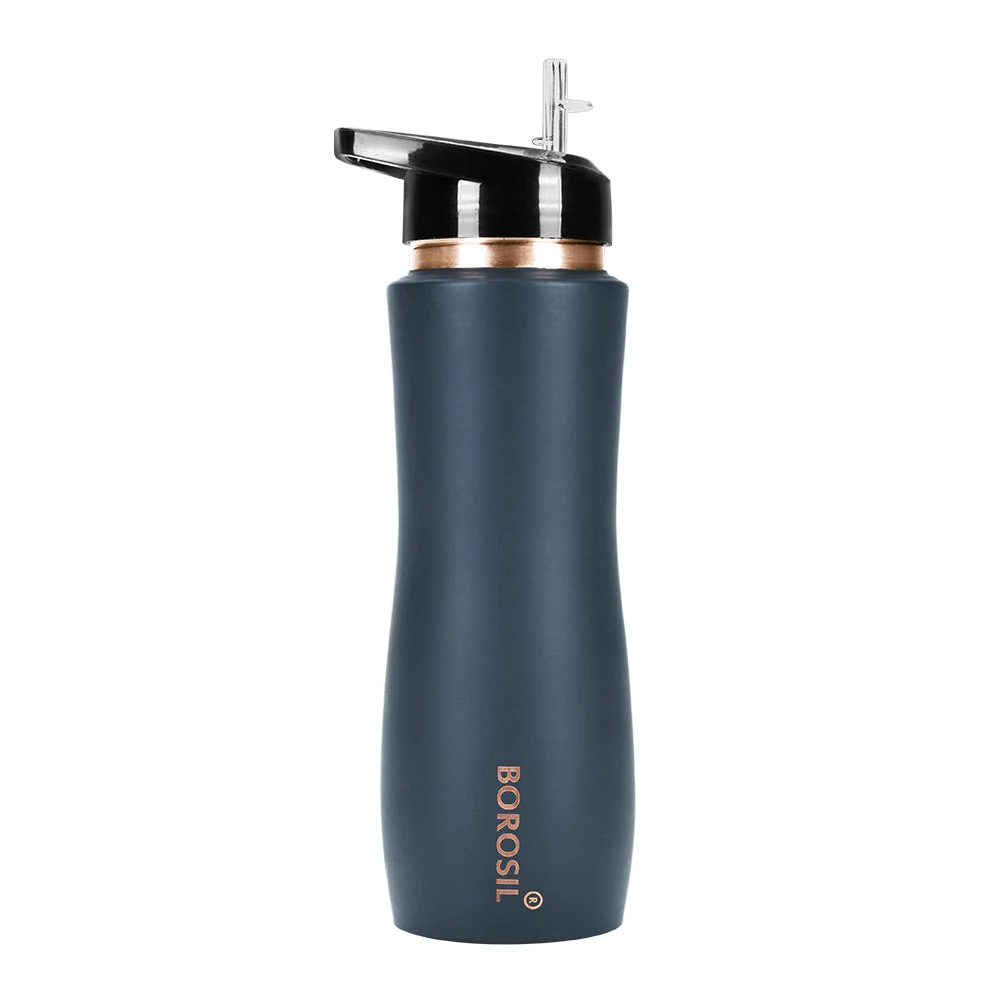 Borosil Sipper Copper Bottle, Grey, 750ml