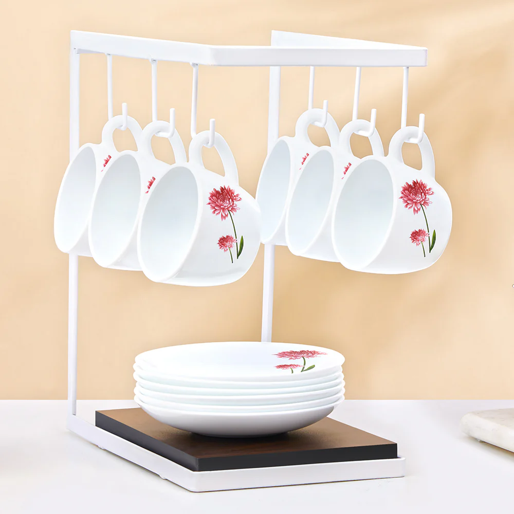 Larah by Borosil Belle Cup n Saucer Set, 140ml x 12