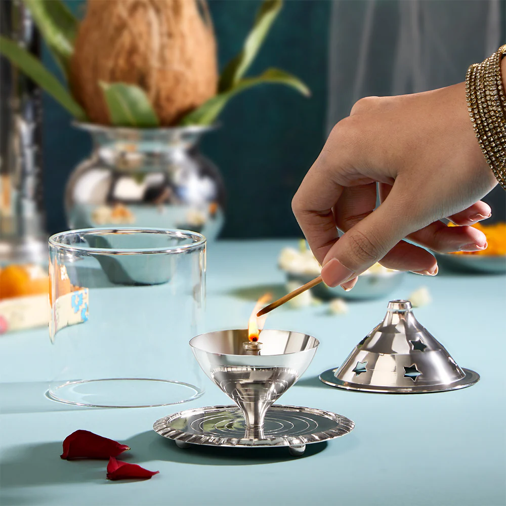 Borosil Akhand Diya, Nickel, Medium