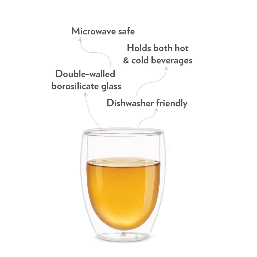 Borosil Milano Double Wall Glass Tumbler, Set of 2, 400ml