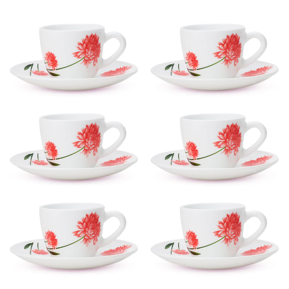 Larah by Borosil Belle Cup n Saucer Set, 90ml x 12