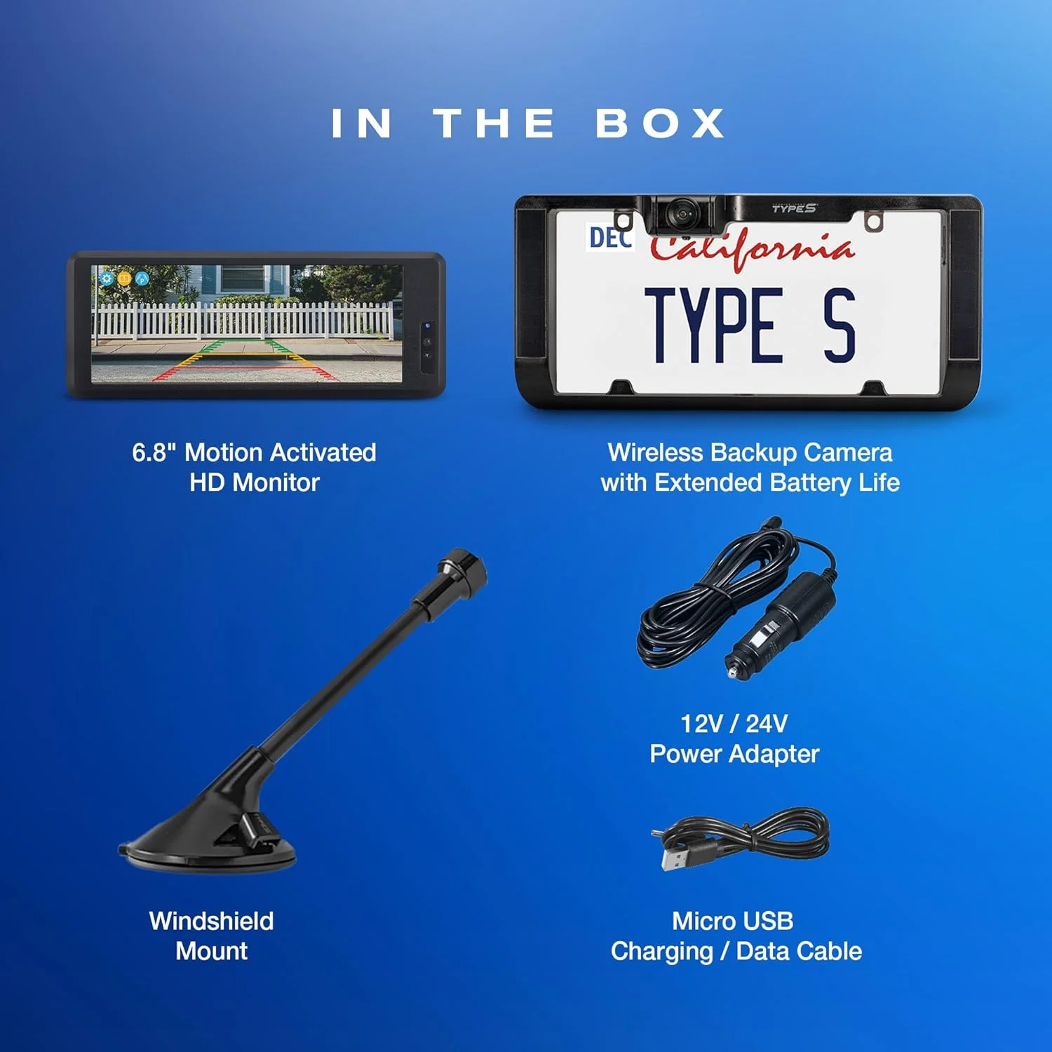 Solar-Powered Wireless Backup Camera with 6.8