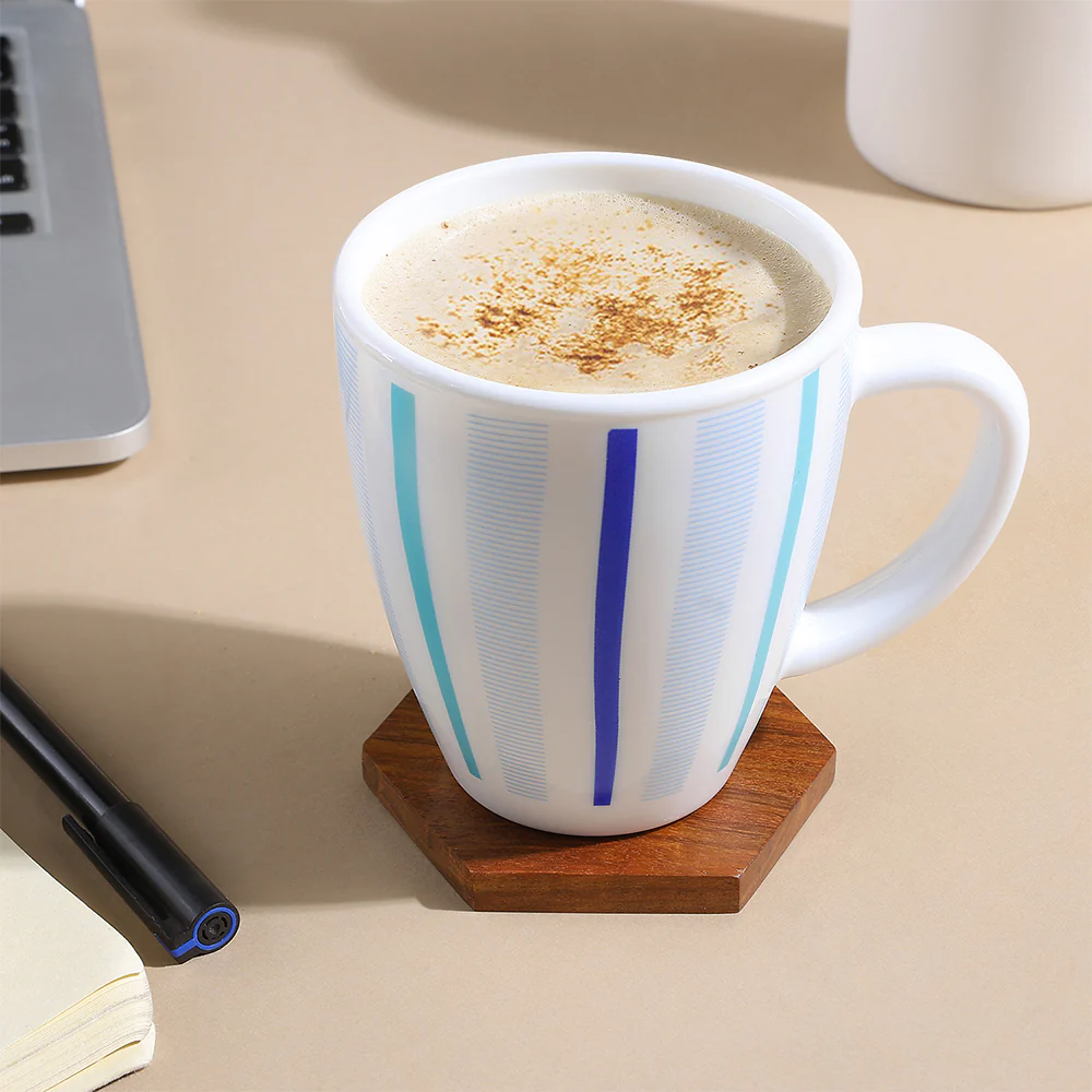 Larah by Borosil Blue Strip Mug Set, 390ml x 2