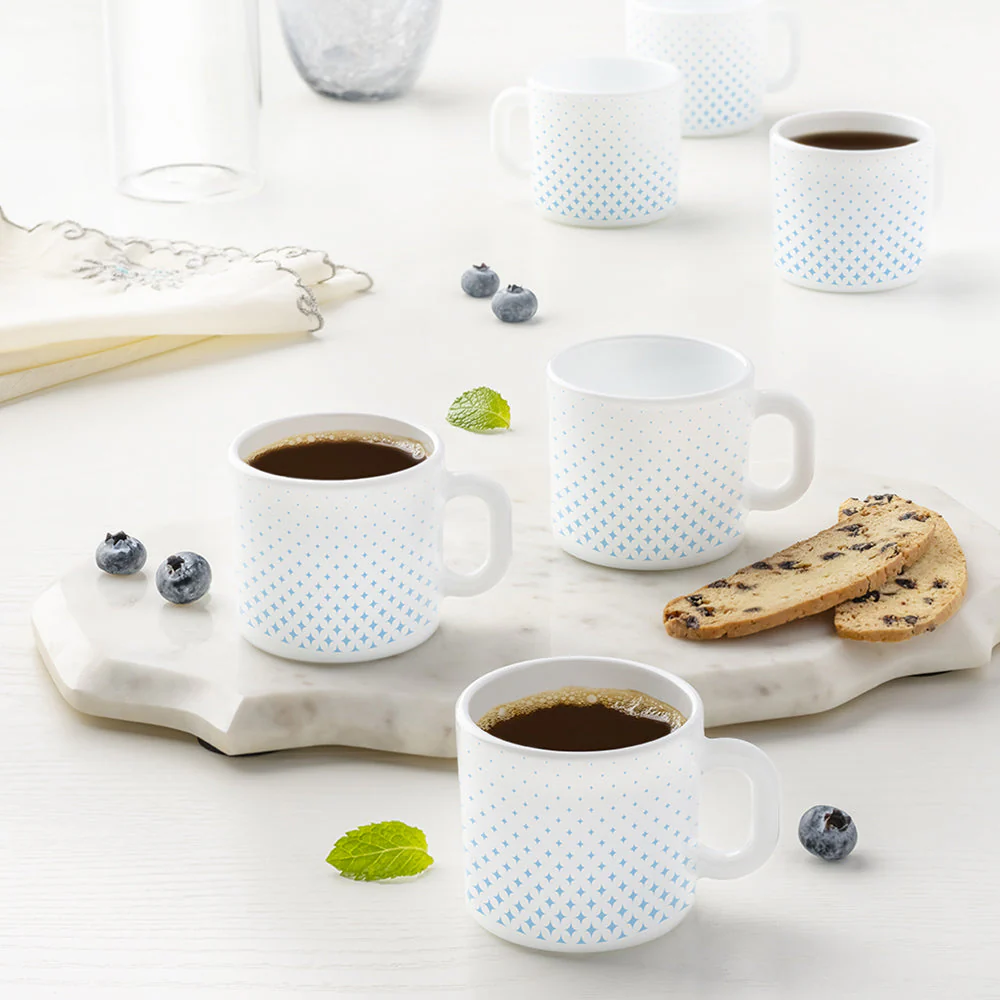 Larah by Borosil Nora Sky Mug Set, 240ml x 2