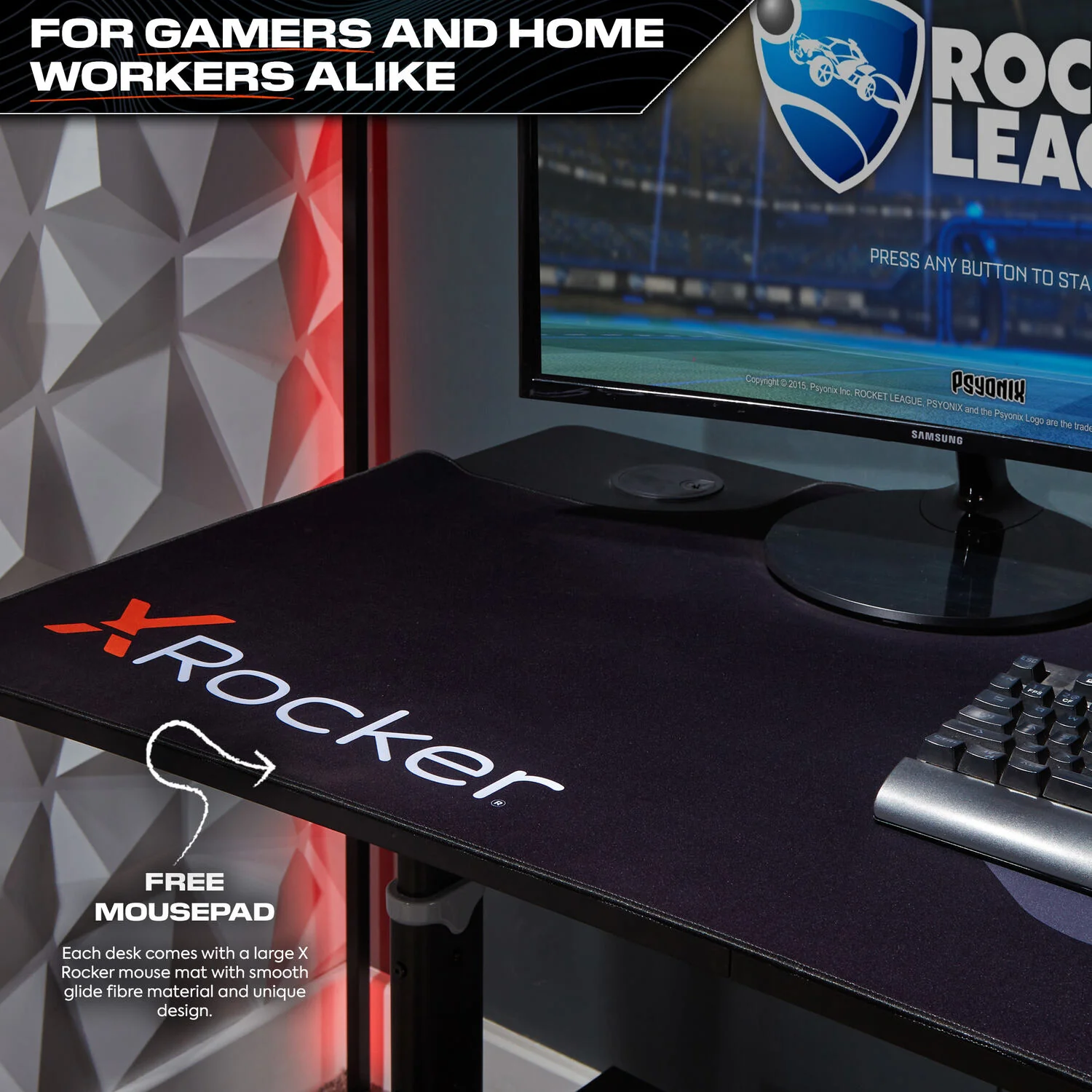 Cougar XL 160cm Height Adjustable Gaming Desk with Full Mousepad - Carbon Black