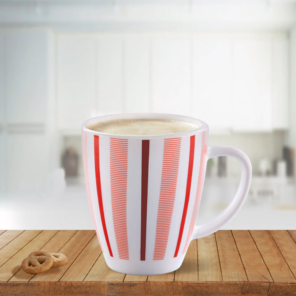 Larah by Borosil Red Strip Mug, 390ml