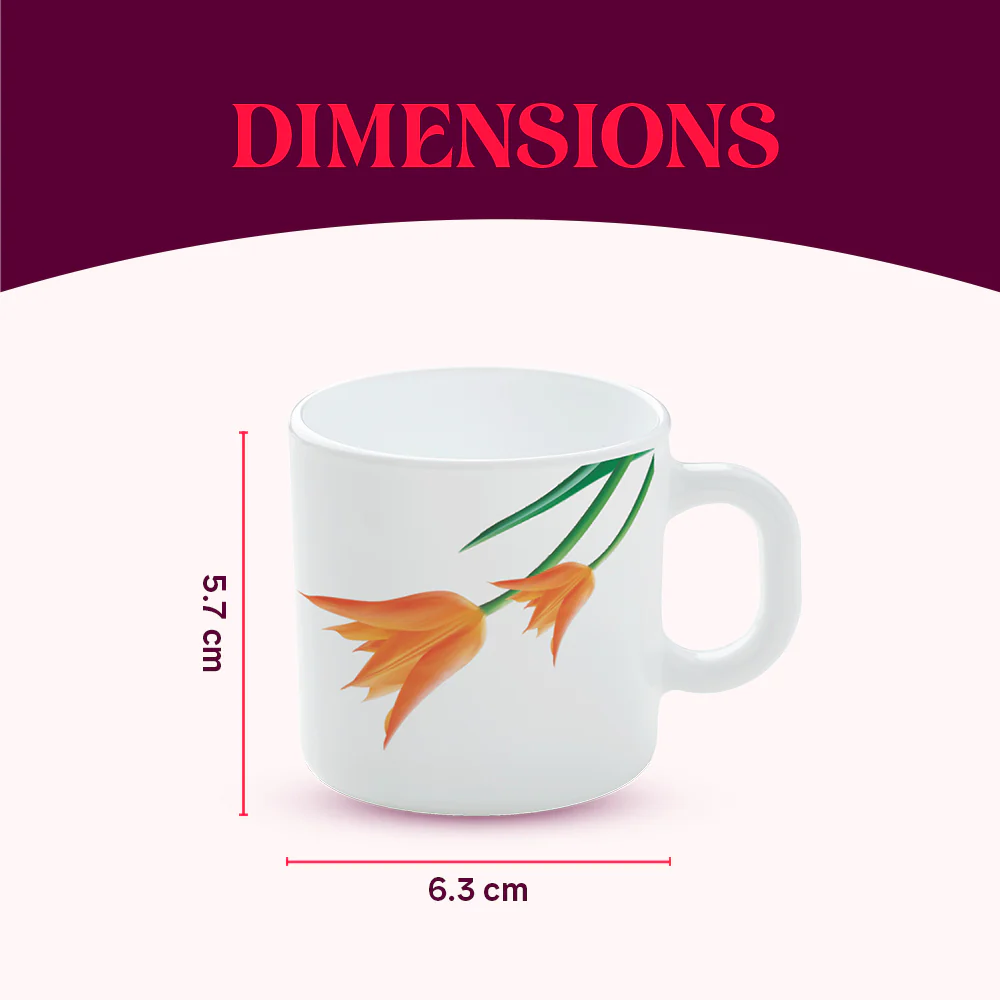 Larah by Borosil Firefly Mug Set, 100ml x 6