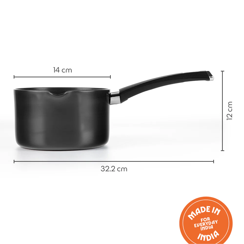 Hard Anodized Induction Base Spout Sauce Pan, 14 cm / 1.5L